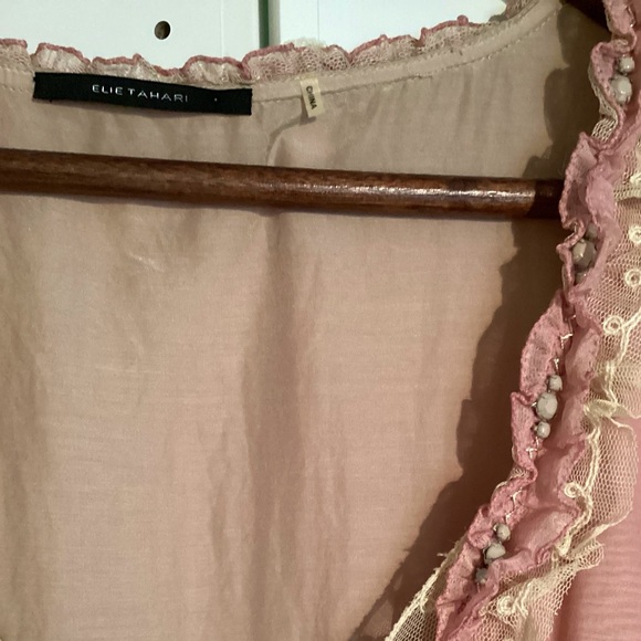 Elie Tahari Dress. Size 12, fits like 8/10. Silk/cottonBaloon bottom beads lace - Picture 4 of 5